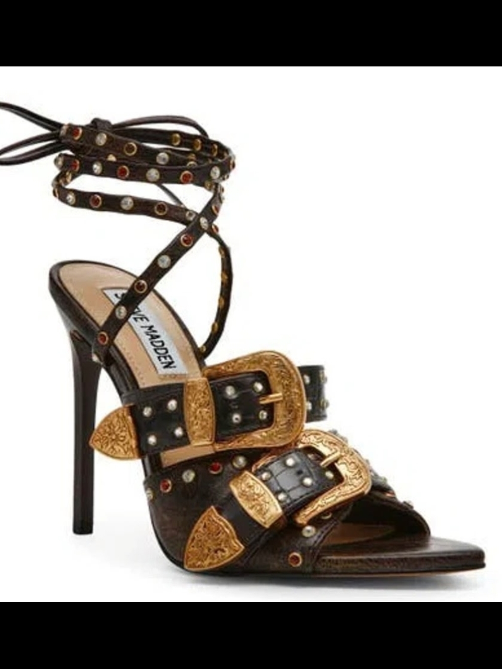 Steve Madden Saddle Embellished Ankle Strap Sandals.    Size 7.5 - Picture 6 of 7